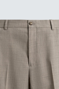 ZARA КОСТЮМНЫЕ БРЮКИ С ШЕРСТЬЮ COMFORT, СЕРЫЙ/БЕЖЕВЫЙ