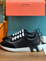 Женские черные кожаные кроссовки Hermes Bouncing