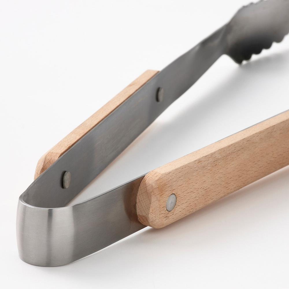 IKEA GRILLTIDER  (ИКЕА ГРИЛЛТИДЕР)  -  Набор посуды для барбекю из 3 частей, нержавеющая сталь/бук