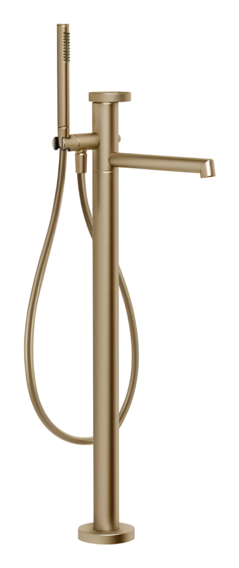 Cмеситель для ванны Gessi Anello, напольный, с душевой лейкой, встраиваемый, цвет Warm Bronze Brushed PVD