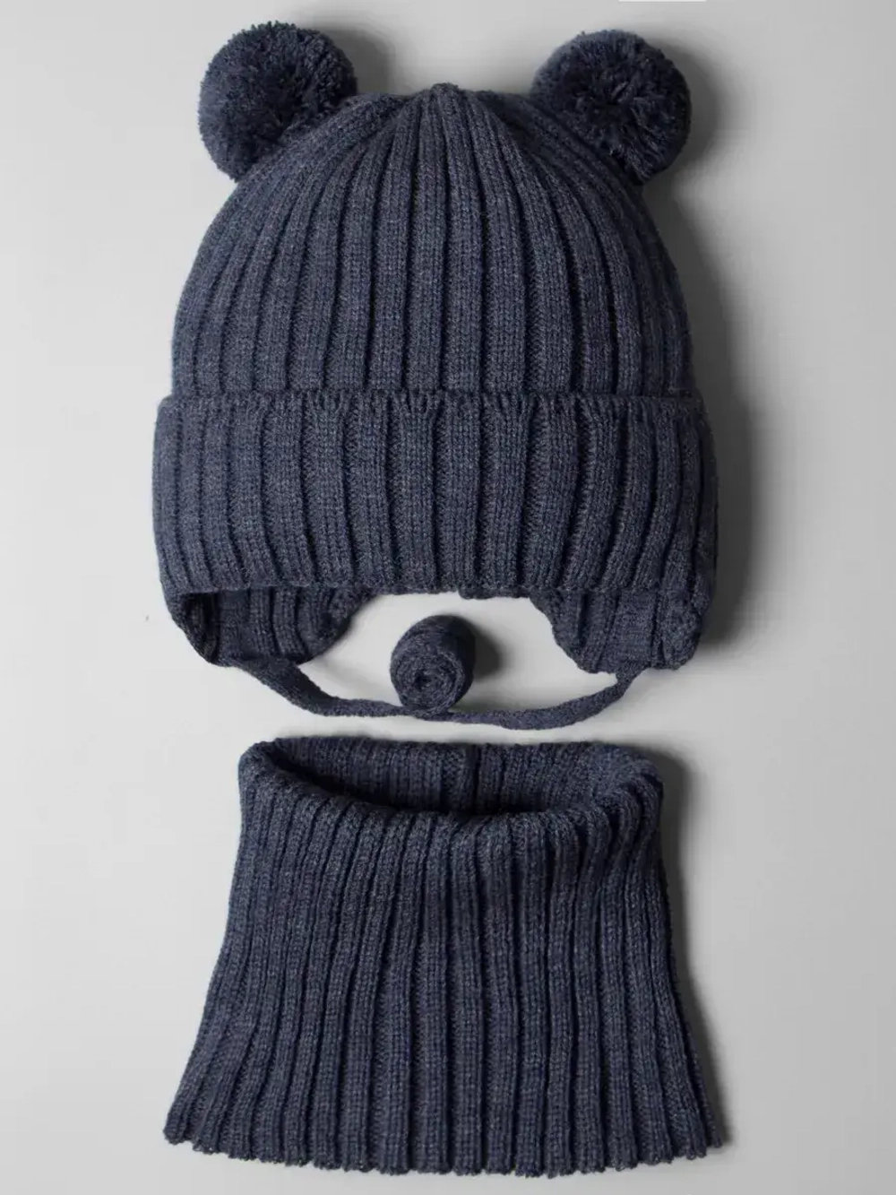 Шапка с завязками и снуд детская, осень