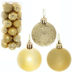 Новогодние шары 5 см (набор 24 шт) "Микс фактур", золото (Серпантин)