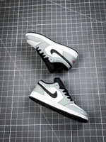 AIR JORDAN 1 LOW LIGHT SMOKE GREY/GYM RED-WHITE