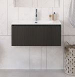 Тумба с раковиной подвесная BelBagno UNO-800-1C-SO-GSO Темно-Серый матовый, раковина белая BB-8099-80