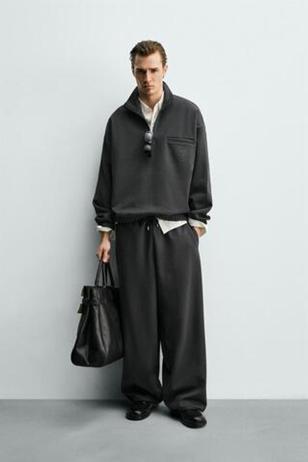 ZARA БРЮКИ-ДЖОГГЕРЫ BAGGY FIT, АНТРАЦИТОВО-СЕРЫЙ