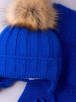 Шапка зимняя детская с помпоном и снуд