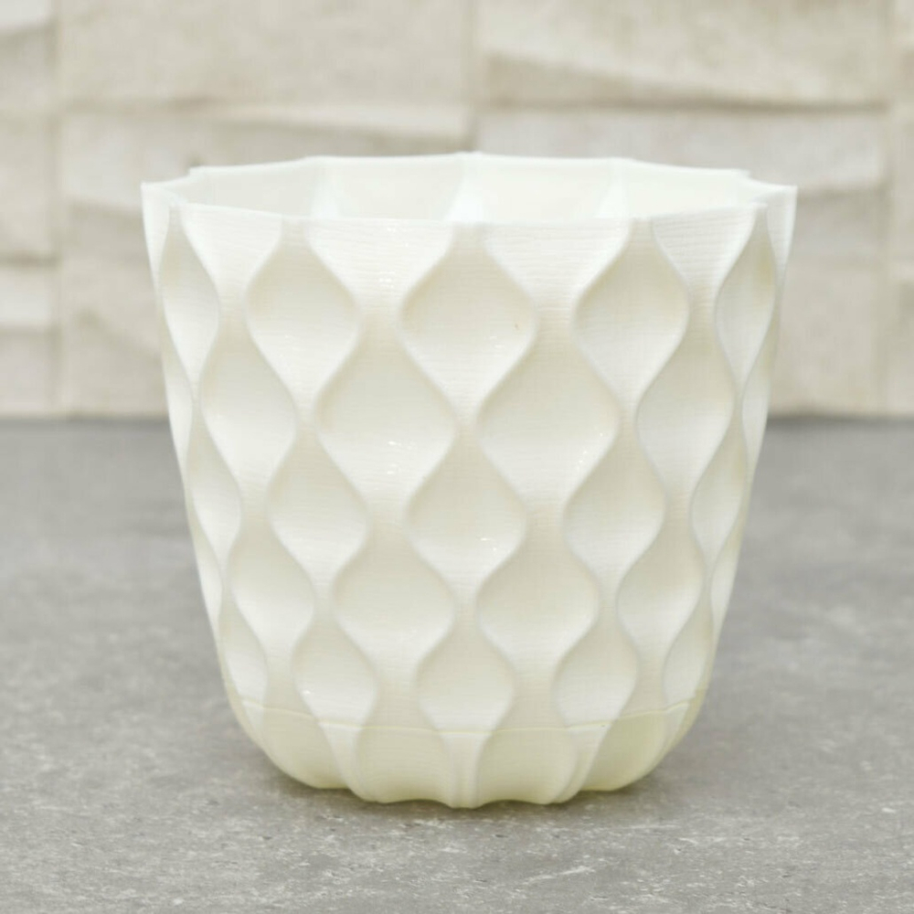 Горшок цветочный Wave 0,65л d115мм, белоснежный жасмин