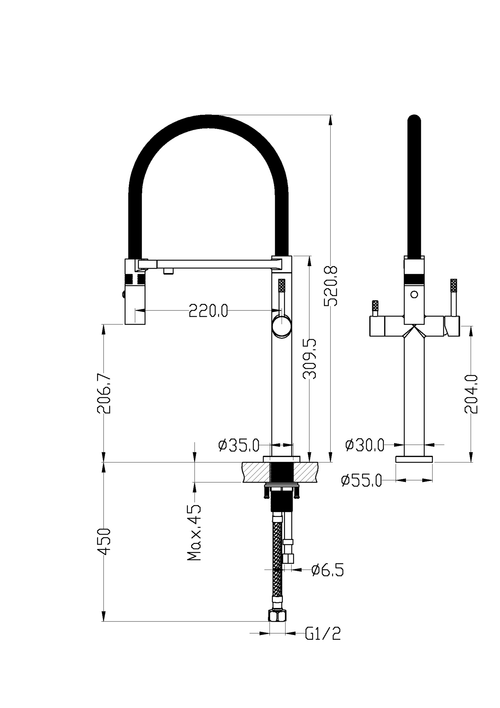 Boheme Смеситель для кухни UNO BLACK c краном для питьевой воды