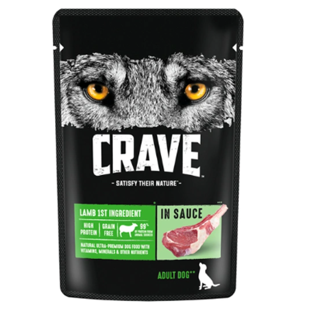 Crave корм консервированный для собак ягненок в соусе (пауч) 85гр