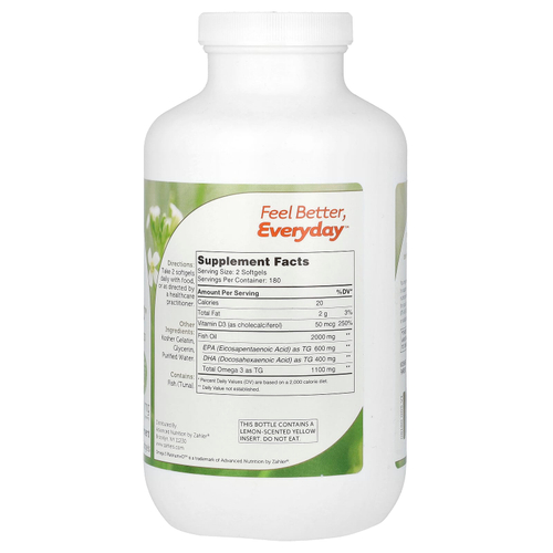 Zahler, Omega 3 Platinum+D, усовершенствованный рыбий жир с омега-3 и витамином D3, 360 мягких таблеток (1000 мг на капсулу)