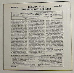 Винтажная виниловая пластинка LP Relaxin With The Miles Davis Quintet (Japan 1976) (No Obi)