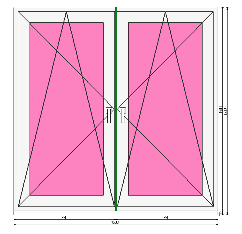 Пластиковое окно  1500 х 1500 ТермА Эко