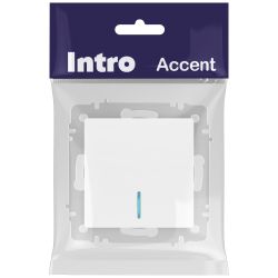 Выключатель Intro Accent 6-102-01 с подсветкой, 10А-250В, IP20, СУ, AL/CU, белый | Intro