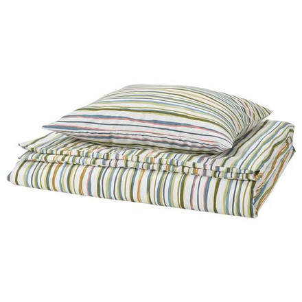 IKEA SUMPGRÖE  (ИКЕА СУМПГРÖЕ)  -  Пододеяльник и наволочка, разноцветный/полосатый, 150x200/50x60 см
