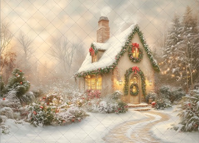 Домик ЗИМА белый №1 фон неопреновый