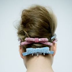 Бант "Стрекоза" розовый с прозрачными шайбами