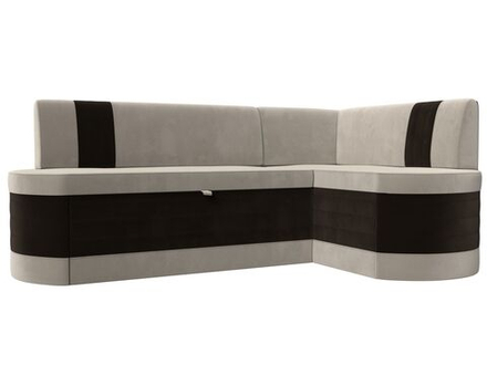 Диван кухонный угловой Токио правый угол, Бежевый\Коричневый, Микровельвет, 28653