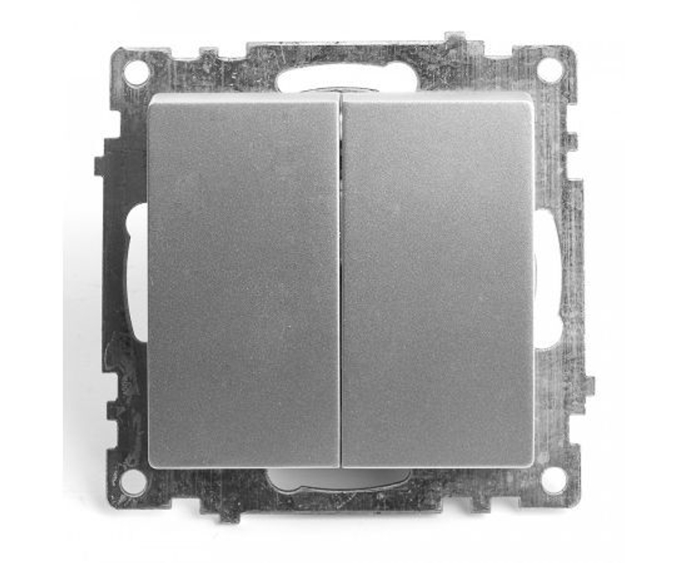 Выключатель 2-клавишный (механизм) 250В, 10А, серия Катрин, серебро, GLS10-7104-03 (РАМКА ПРИОБРЕТАЕТСЯ ОТДЕЛЬНО), STEKKER 39578