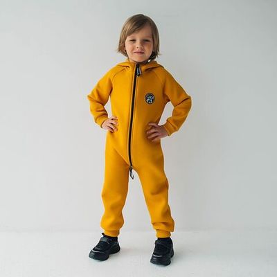 Warm hooded jumpsuit with flap - Honey