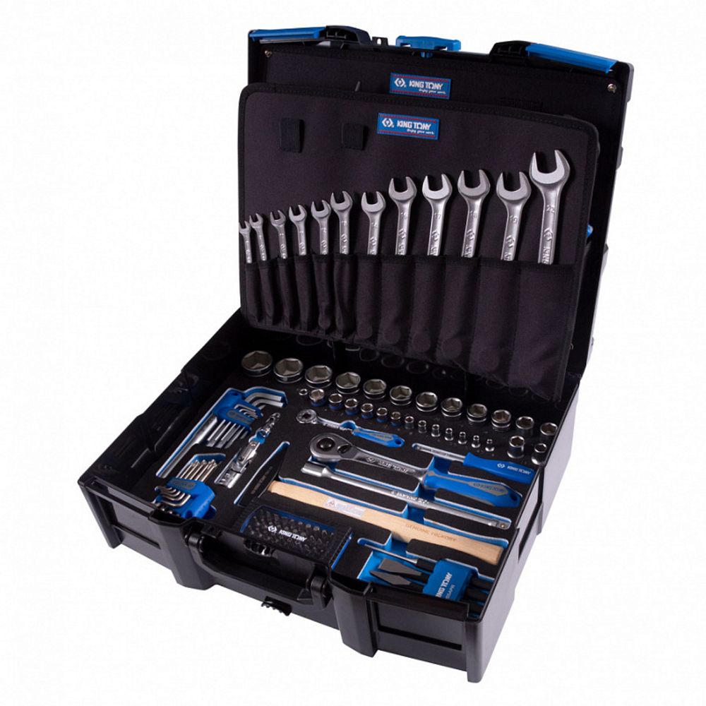 KING TONY (9052-002MRV) Набор инструментов универсальный, пластиковый ящик, 112 предметов