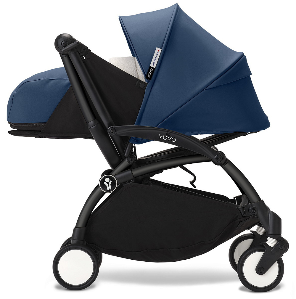Коляска Stokke YOYO3 Newborn Pack рама чёрная Black 2 в 1 Air France Blue