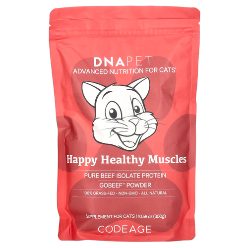Codeage, ДНК Pet, Happy Healthy Muscles для кошек, без ароматизаторов, 300 г (10,58 унции)