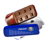 Пенал металлический машина 2 отделения Alingar, таблица умножения, 80 х 200 мм, "Police", белый (полицейская машина)