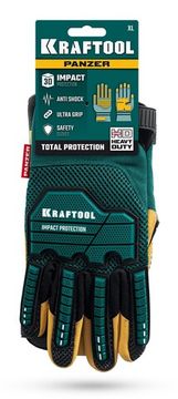 KRAFTOOL PANZER р.XL (10), профессиональные комбинированные перчатки, виброзащита, увеличенные противоударные накладки (11298-XL)