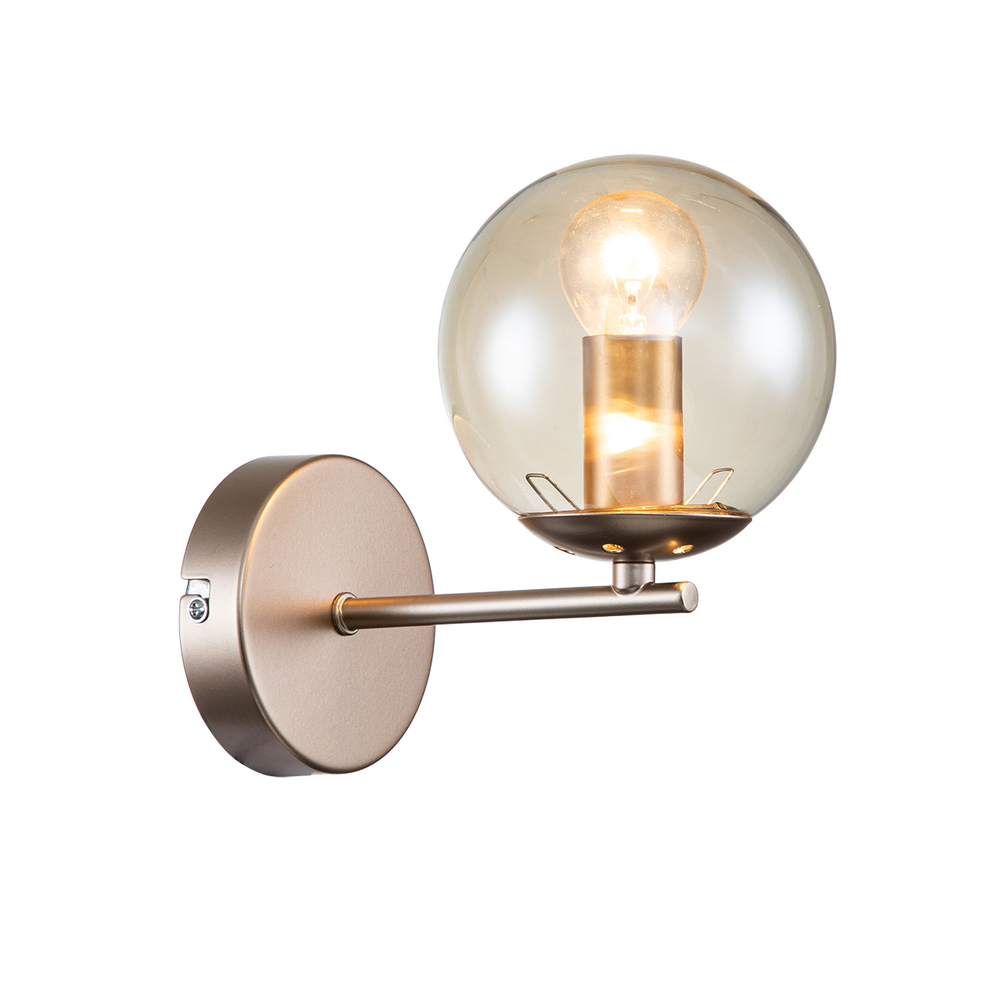 Настенный светильник 1x40Вт E14, металл/стекло, золото