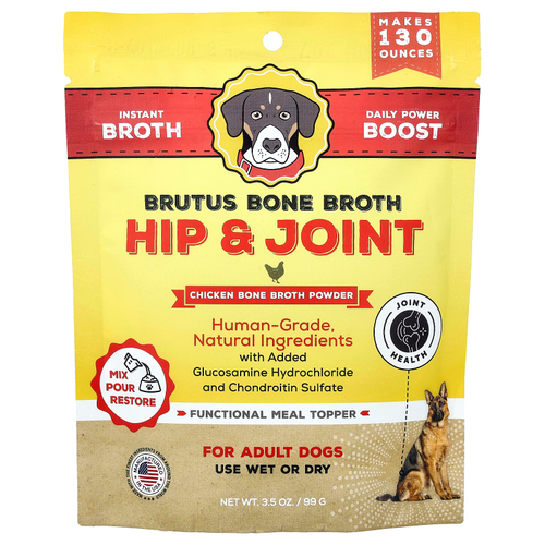 Brutus Bone Broth, Hip & Joint, порошок из бульона из куриных костей, для взрослых собак, 99 г (3,5 унции)