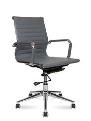 Кресло офисное  Техно LB  хром  серая экокожа