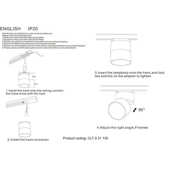 Трековый светодиодный светильник Crystal Lux CLT 0.31 130 BL