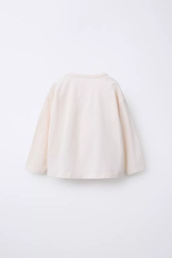 ZARA ЛОНГСЛИВ С ВЫШИВКОЙ, ЦВЕТ СЛОНОВОЙ КОСТИ