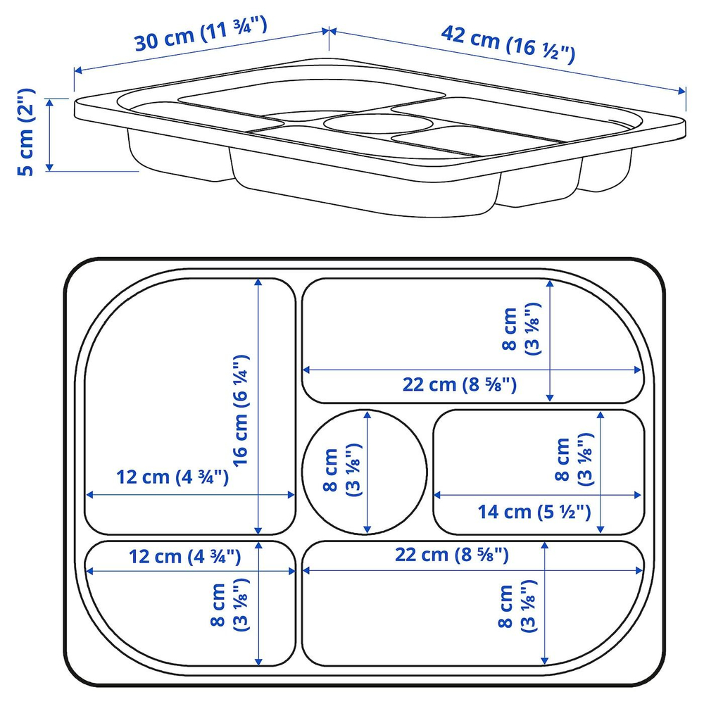 IKEA TROFAST  (ИКЕА ТРОФАСТ)  -  Поднос с отделениями, белый, 42x30x5 см