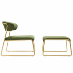 Кресло лаунж с обивкой Scab Design Lisa Lounge, сатинированная латунь, зеленый