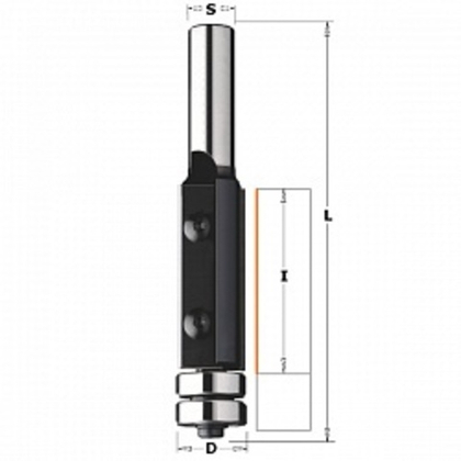 Обгонная фреза CMT с нижним подшипником и сменными ножами S=12 D=19x50 Z2 657.991.11