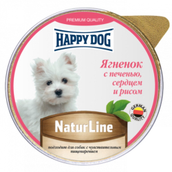 Happy Dog консервы для собак с ягненком, печенью, сердем и рисом 125 г паштет (ал.баночка) (Россия) Natur Line