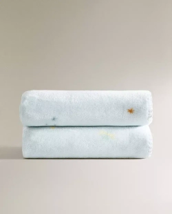 ZARA HOME ДЕТСКИЙ ФЛИСОВЫЙ ПЛЕД С КОСМИЧЕСКИМИ МОТИВАМИ, РАЗНОЦВЕТНЫЙ