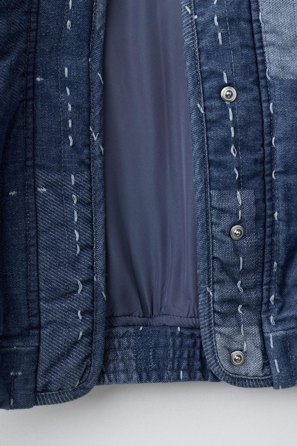 ZARA БОМБЕР ПЭЧВОРК, СИНИЙ/ИНДИГО