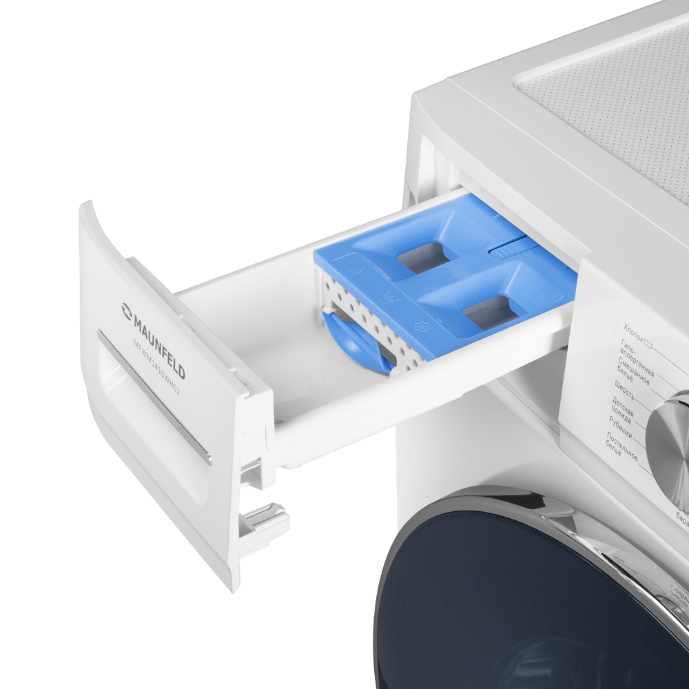 Узкая стиральная машина c инвертором и паром MAUNFELD MFWM127IWH02