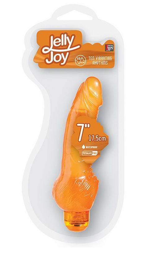 Вибратор Dream Toys JELLY JOY, оранжевый, гелевый, 17,5 см