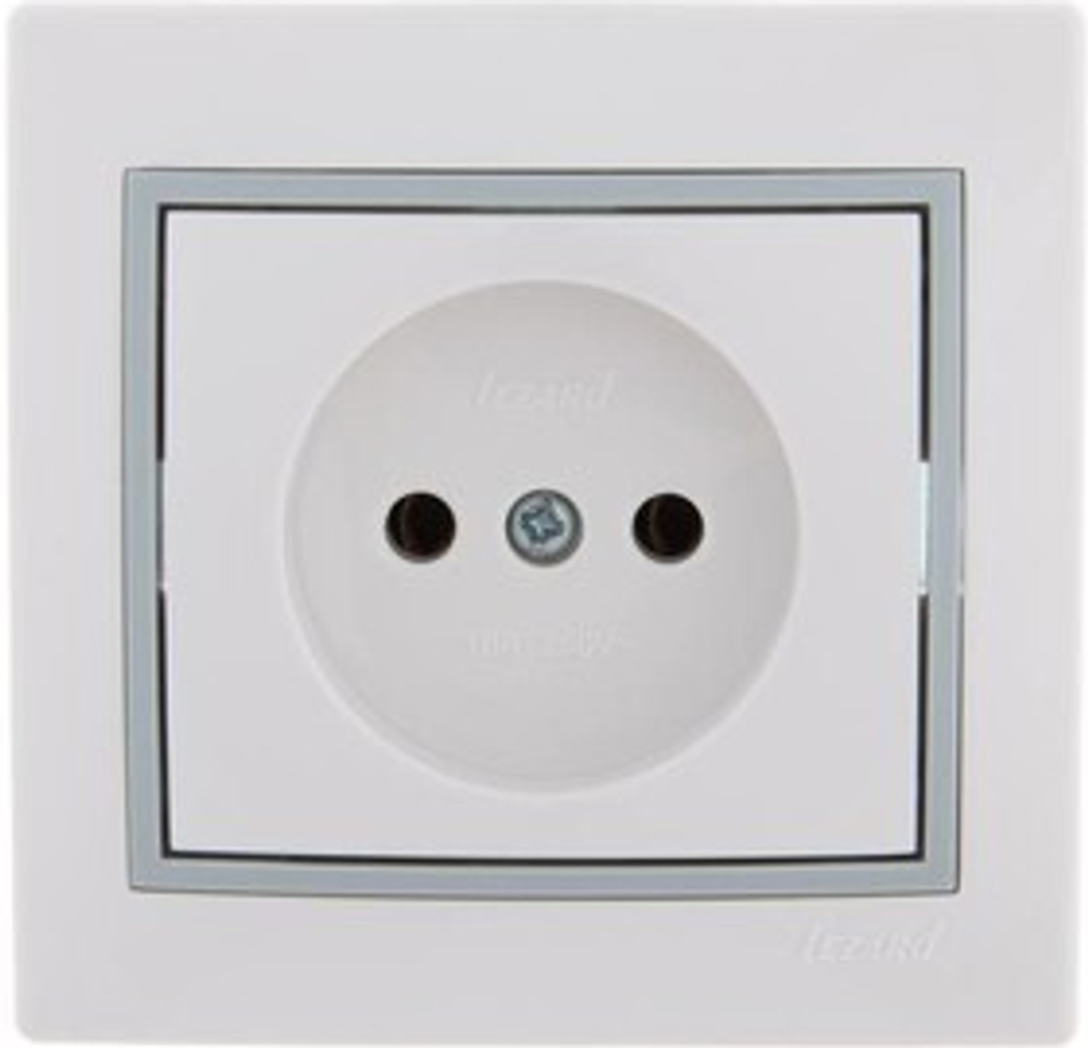 Розетка 1-м СП Mira 16А IP20 без заземл. с сер. вставкой керамика бел.
