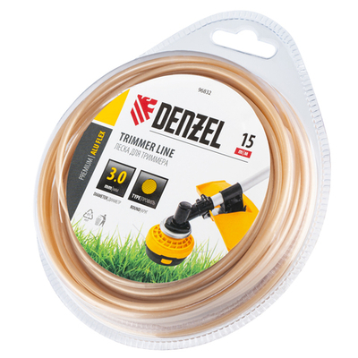 Леска для триммера армированная алюминием круглая, 3,0мм х 15м, блистер ALUFLEX Denzel