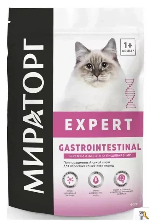 Мираторг Gastrointestinal Сухой корм для в/кошек при заболеваниях ЖКТ, 400 г.