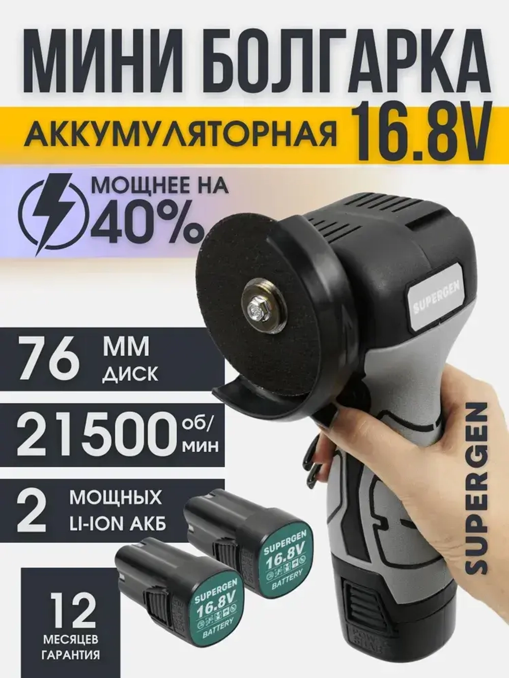 Болгарка Аккумуляторная шлифовальная машинка мини УШМ