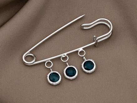 Подвеска Круглая-mini с синим кристаллом, 9,5мм