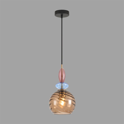 8300/1A MODERNI LN26 368 бронза/амбер/голубой/розовый, металл/стекло Подвес E27 1*40W 220V WALMA