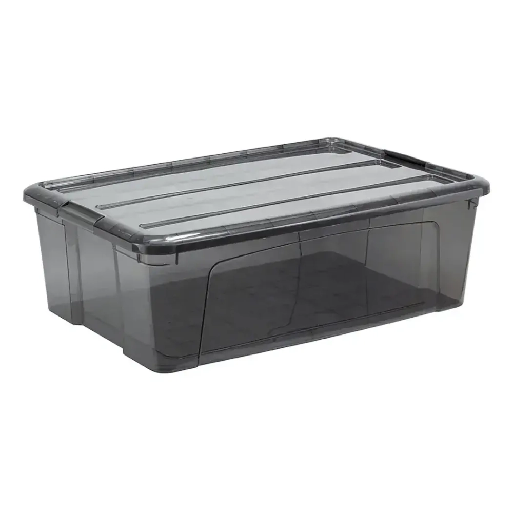 Ящик для хранения с замками КИП 30л черный прозрачный