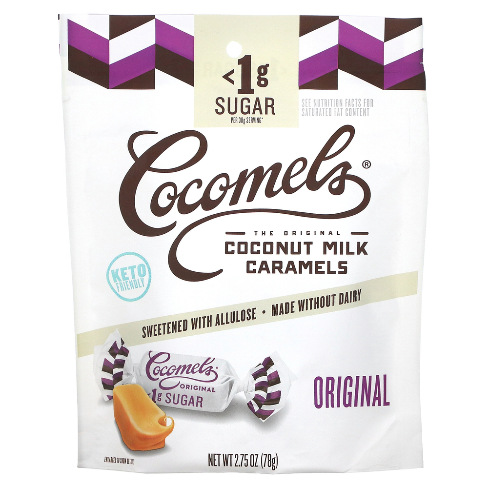 Cocomels, Карамель на кокосовом молоке, без сахара, оригинальный, 2,75 унции (78 г)
