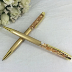 Ручка шариковая, автоматическая, Basir, синие чернила, металлическая, с поворотным механизмом, золотистый корпус, 12 шт